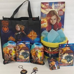 Avengers Captain Marvel Easter Basket Tote Bag Domez Figure Book Patch Coins Toy